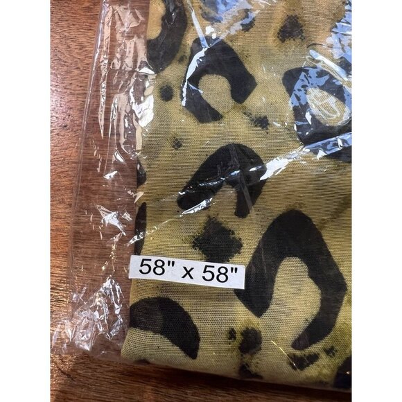 Raj Anthropologie 100% Cotton Scarf Green Animal Print Made In India 58”x58” NWT - Picture 4 of 5